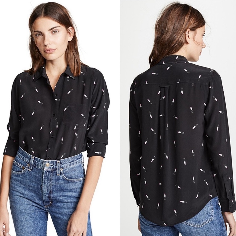 Rails Kate Top Lipstick Print Button Up Top